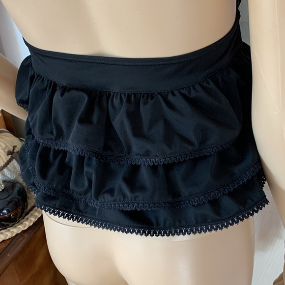 Black ruffle rhumba tankini top halter with bow m - Picture 6 of 13